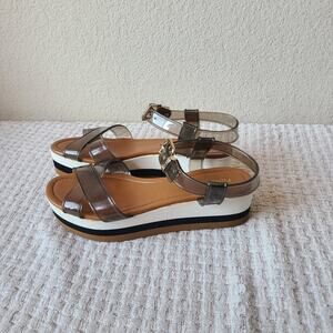 Fendi Black White Tan PVC Jelly Flat Platform Sandals Women's EU 40 US Size 9
